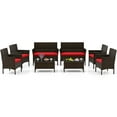 thumbnail image 1 of Gymax 8 PCS Patio Furniture Set w/Washable Cushions & Tempered Glass Coffee Table, 1 of 10