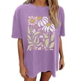 thumbnail image 2 of Trendfront Womens Retro Daisy T Shirts Oversize Drop Shoulder Crewneck Short Sleeve Loose Fit Tops Trendy Fashion Tee Pullover Daily Clothing, 2 of 4