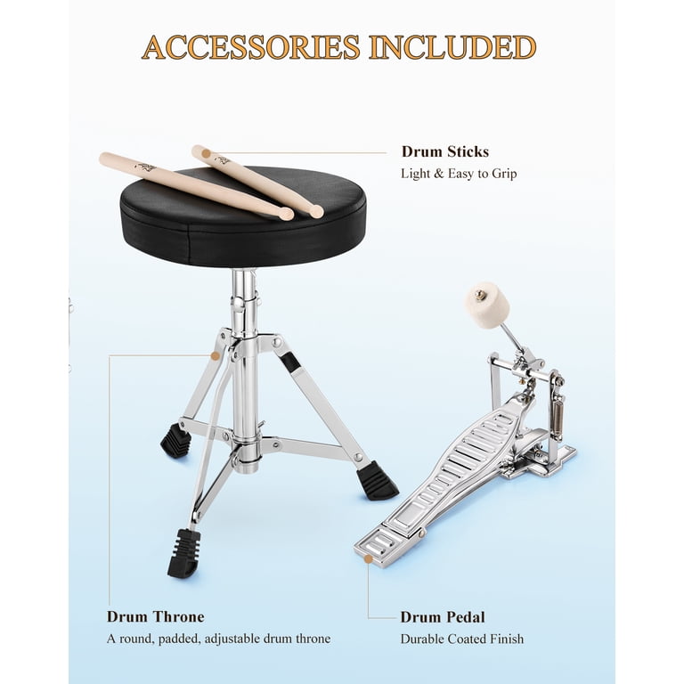 Eastar Kids Drum Set, 3-Piece 14" With Throne and Cymbals photo 8