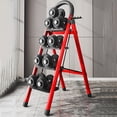 thumbnail image 5 of 3 4 5 Step Heavy-Duty Folding Ladder, 500lbs Load Capacity, Steel Frame with Anti-Slip Treads, Handrails Safety Lock, Tool Rack  Non-Slip Feet, Black-Red, for Home  Kitchen, 5 of 10