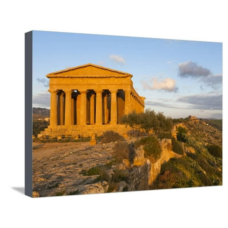 Concord Sunset League Tempio Di Concordia (Concord) at Sunset, Valle Dei Templi, UNESCO World Heritage Site, Agrigento, S Stretched Canvas Print Wall Art By Stuart Black ()