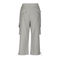 thumbnail image 4 of Girls Cotton Linen Capris Pants Summer Casual Baggy Cargo Pants Lightweight Loose Fit Hiking Crop Pants with Pockets, 4 of 6