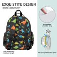 thumbnail image 5 of Dinosaur and Leaves Black Pattern Cute School Backpack Bag for School with Padded Back and Adjustable Shoulder Straps 15.25"x11.5"x5.25", 5 of 5