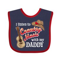 Inktastic I Listen to Country Music with My Daddy Guitar and Hat Boys or Girls Baby Bib