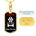 thumbnail image 3 of Silky Terrier Stainless Steel or 18k Gold Premium Swivel Dog Tag Keychain, 3 of 8