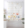thumbnail image 2 of Sheer Curtains 63 Inch Length, Botanical Wildflowers Semi Sheer Curtains Light Filtering Window Treatment, Spring Farmhouse Floral Grey Plaid Privacy Voile Drapes for Living Room Bedroom 52x63 Inch, 2 of 7