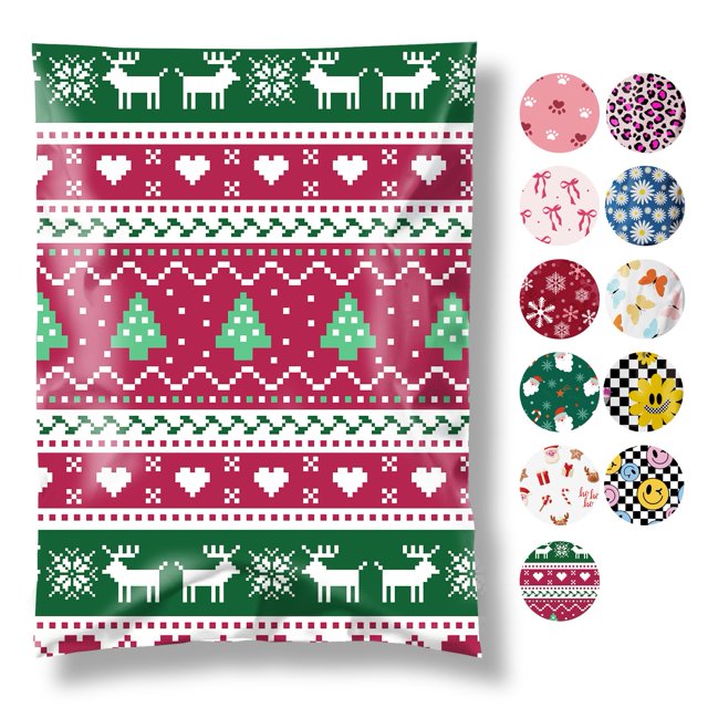 Poly Mailers Fuxury Christmas, 37 x 48 cm, 50 unidades, color rojo, impermeable