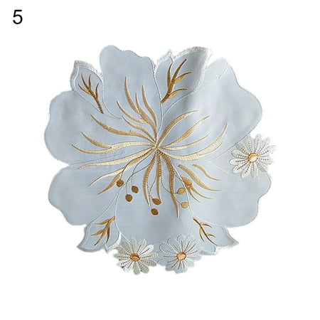 

XIEC Table Pad Eye-catching Wear Resistant Fabric Embroidery Cup Mat Wedding Party Decor for Home