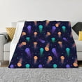 thumbnail image 1 of Fotbe Sea Jellyfish Manta de Franela con Estampado, Manta Ultrasuave para Cama, Sofá, Auto, Hipoalergénica y Antibolitas-80"x60", 1 of 6