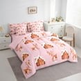 thumbnail image 3 of Manfei Cute Christmas Deer Bedding Comforter Set 7-Piece for Kids Children, Gingerbread House King Bedding Sets, Girls Pink Brown Bed Sheets, Lightweight Room Decor, 3 of 8