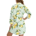 thumbnail image 2 of Xoenoiee Lemon Flower Print Women's Long Sleeve Shirt Button Down Tunic Dresses Beach Cover-ups Curved Hem Oversized Blouse Tops with Pockets, L, 2 of 7