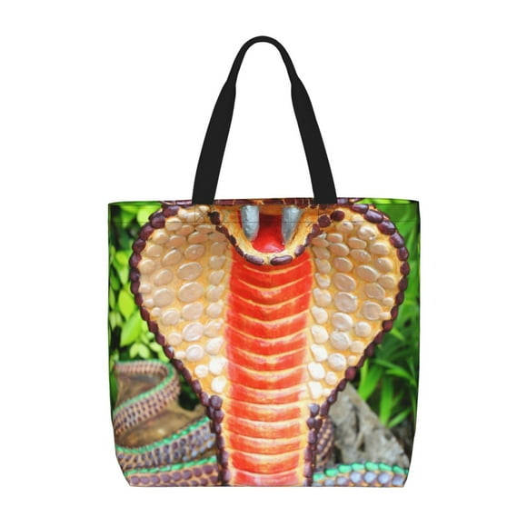 Kdxio Cobra Snake Pattern Tote Bag for Women Large Capacity Zipper Shoulder Bag with Inner Pocket for Work School Shopping Travel