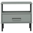 thumbnail image 2 of vidaXL Table de Chevet avec Pieds en Métal Gris Bois Massif Pin OSLO, 2 of 5
