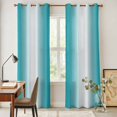 thumbnail image 4 of Ombre Turquoise Kitchen Curtains 96 Inch Length, Gradient White Abstract Minimalist Stripe Grommet Top Bedroom Living Room Curtains, Light Filtering Cafe Curtain Drapes 2 Panels Set 104''x96'', 4 of 9