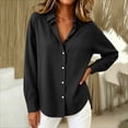 thumbnail image 6 of Hueook Long Sleeve Denim Shirt Women Button Chambray Ladies' Casual Fashion Lapel Solid Color Button Long Sleeved Shirt with Pockets Black 2X, 6 of 6