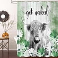 thumbnail image 4 of Sage Green Shower Curtain, Farmhouse Western Cow Grey Shower Curtain Set, Get Naked Highland Cow Waterproof Fabric Shower Curtains For Bathroom -36W x72H inch, 4 of 7