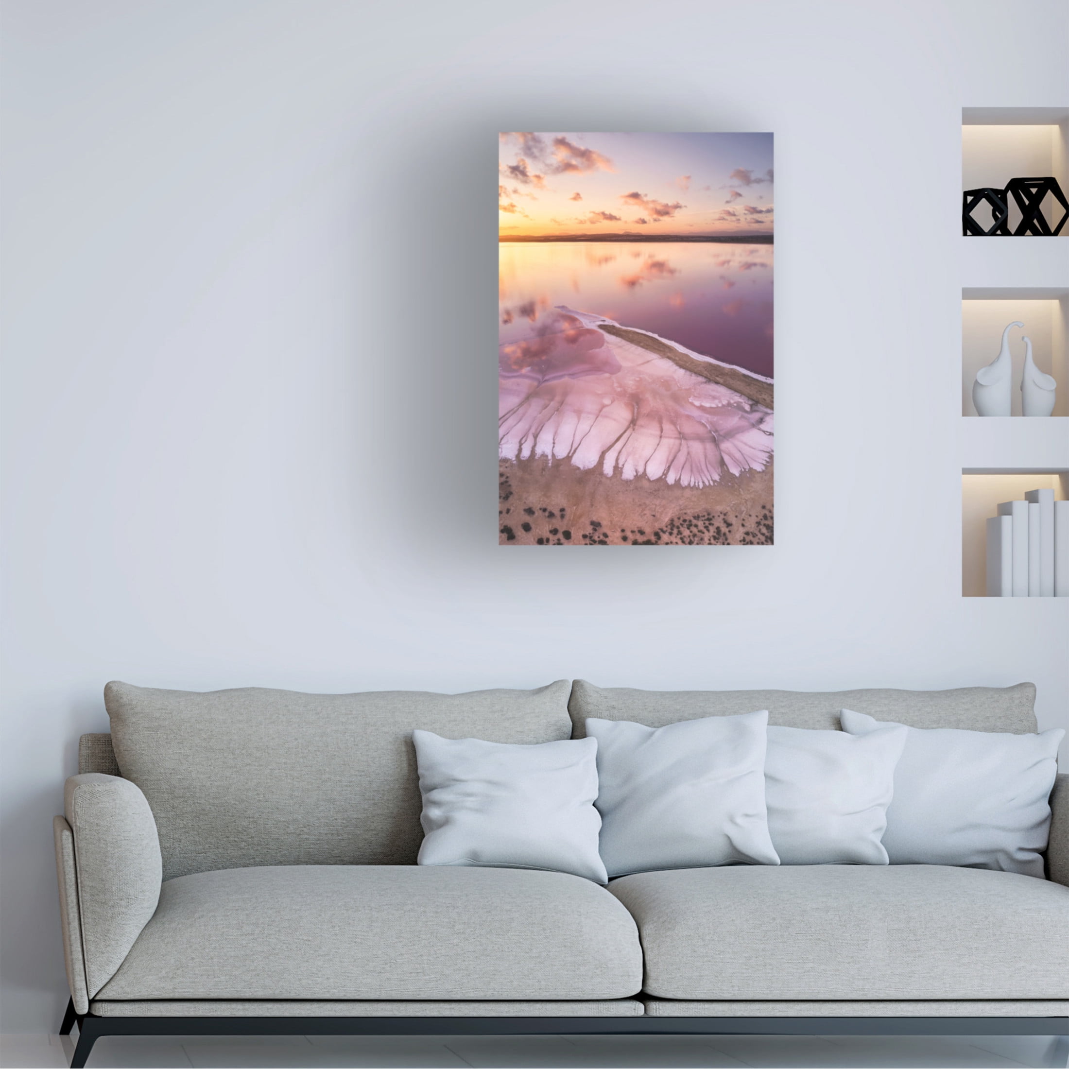 Canvas Wall Art - Antonio Carrillo Lopez 'Pink Lake' Wall Art for Living Room, Bedroom, or Office D?cor by Trademark Fine Art - 16 x 24 Inches