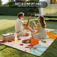 thumbnail image 4 of Outdoor Rug 5x7 ft Fall Thanksgiving Waterproof Outdoor Patio Rug Mat Non Slip Outside Area Rugs Carpet for RV,Camping,Porch,Deck,Pool,Balconybackyard,Orange Teal White Pumpkin Retro Maple Leaf, 4 of 9