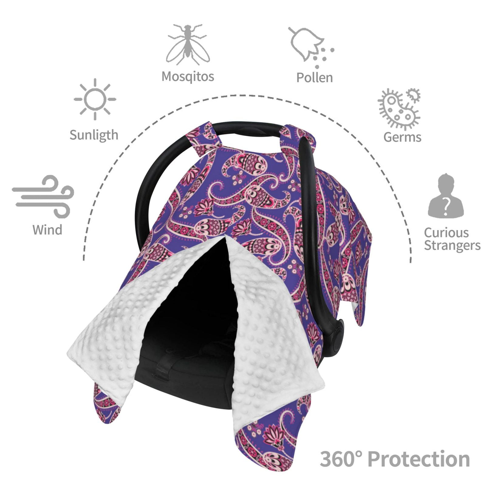 Car Seat Cover Baby - Paisley Pattern No.90121 Breathable Infant Car Seat Cover for Baby Carseat, Lightweight Comfort Baby Essentials Must Haves Newborn Stuff for Girl Boy
