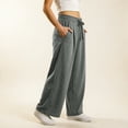 thumbnail image 5 of Njagoc3 Palazzo Pants for Women Casual Drawstring High Waisted Lounge Pants Fitted Wide Leg Trousers with Pockets, 5 of 6
