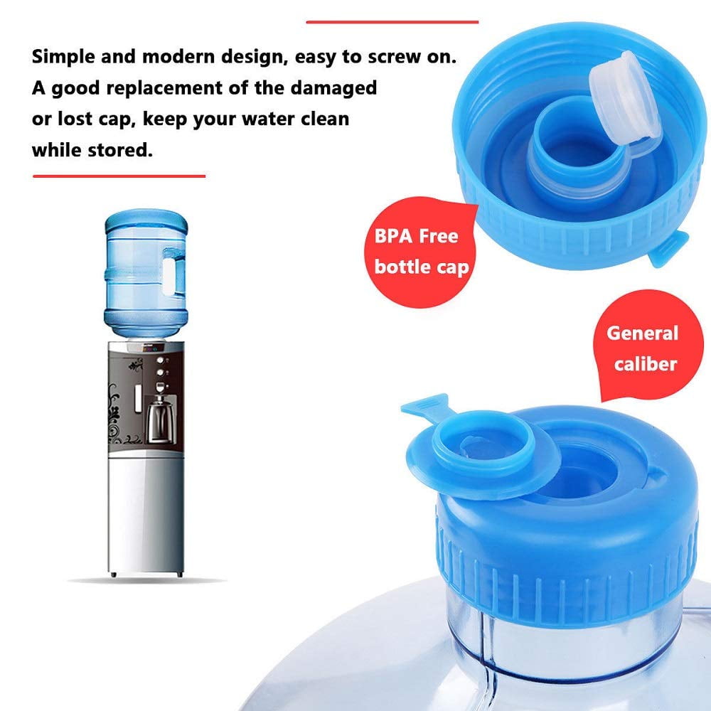 5Pcs 3//5 Gallon Water Jugs Caps Blue Drinking Bottles Screw on Non-Spill Lids US