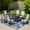 Beige, variant on SUMMIT LIVING 5-Piece Outdoor Patio Dining Set, 37" Square Patio Table with Umbrella Hole and Textilene Stackable Aluminum Chairs, Beige