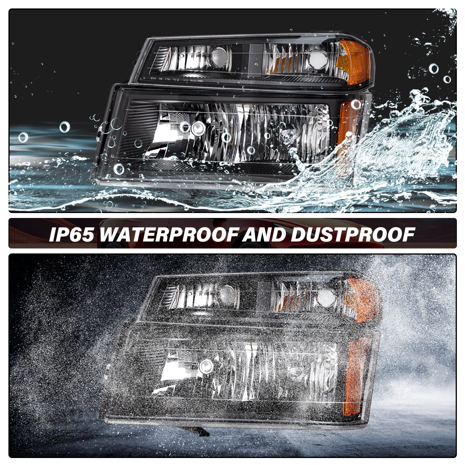 BRYGHT-Black Headlights For 2004-2012 Chevy Colorado/GMC Canyon 4pcs Headlamps 04-12