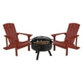 thumbnail image 2 of Merrick Lane 3 Piece Outdoor Leisure Set with Set of 2 Red Poly Resin Adirondack Chairs and Star and Moon Iron Fire Pit, 2 of 12