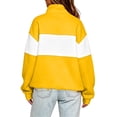 thumbnail image 6 of Quarter Zip Sweatshirt Women Stand Collar Color Block Fleece Pullover Lightweight Casual Loose Long Sleeve Fall Sweatshirt No Hood Yellow XL, 6 of 8