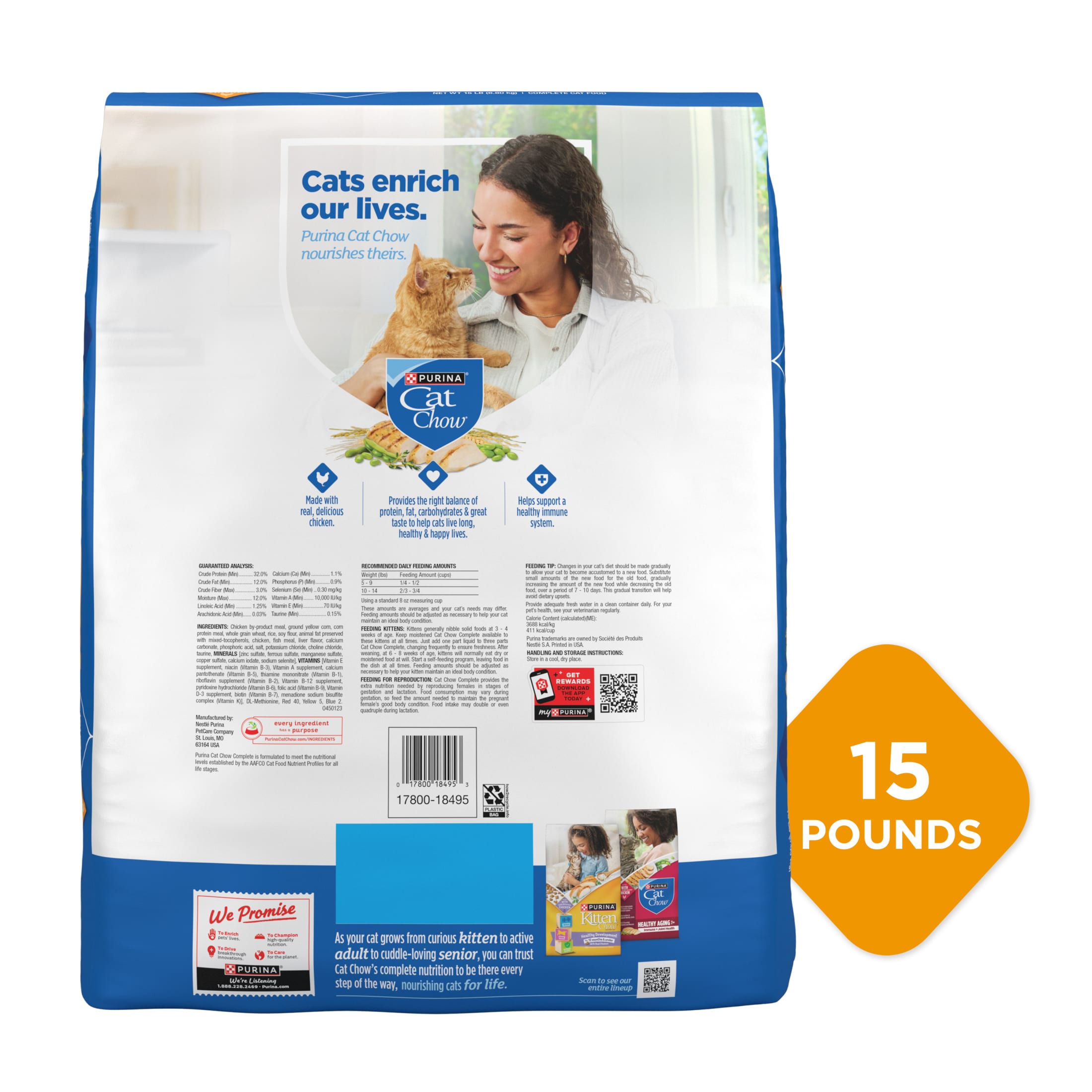 Purina Cat Chow Complete High Protein Chicken Dry Food, 15 lb photo 7