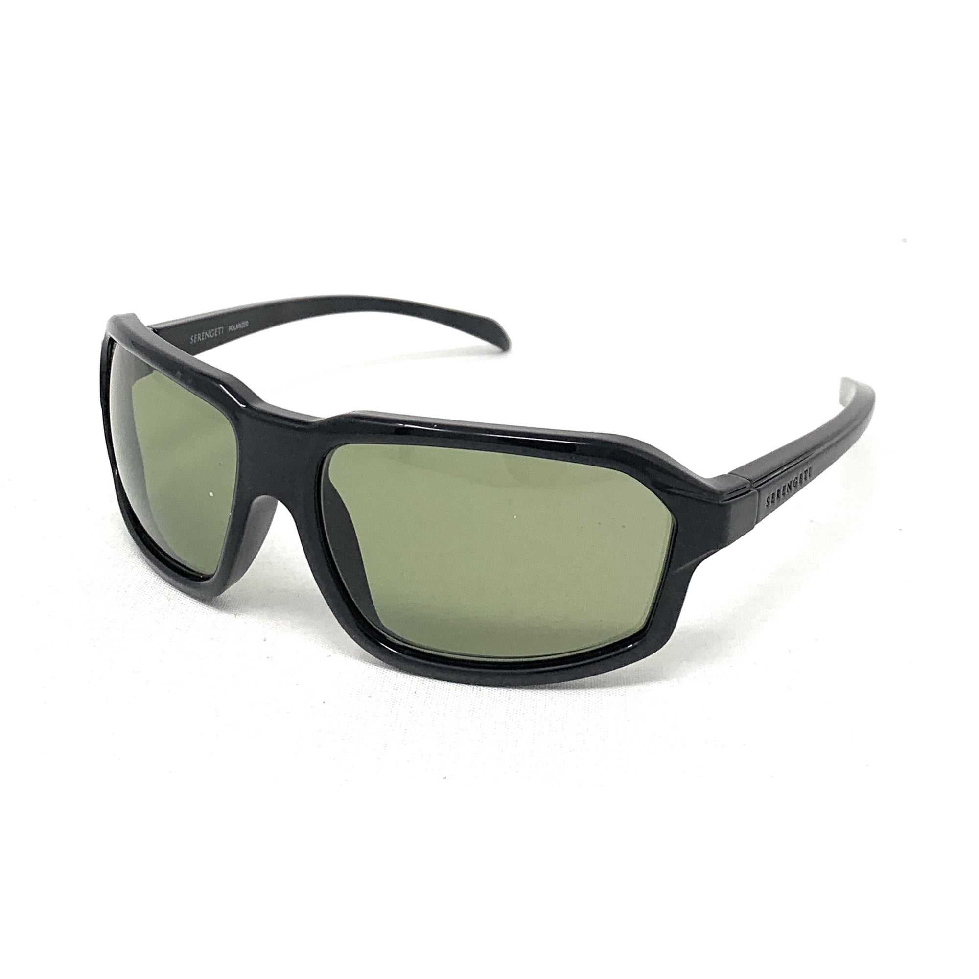 SERENGETI Hext SS571002 Unisex Black Polarized Wrap Rectangle Sunglasses 63mm