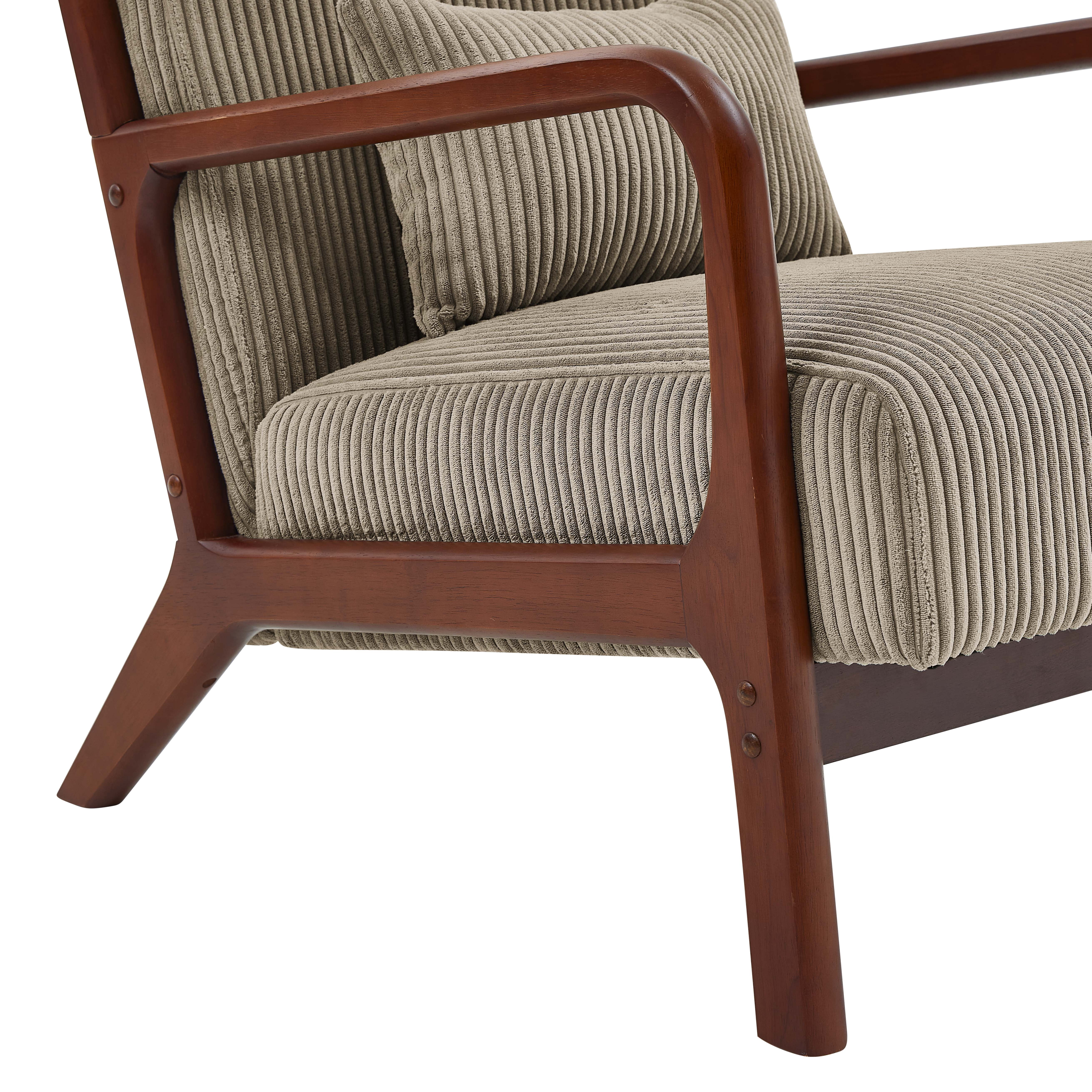 Corduroy Upholstered Wooden Armchair