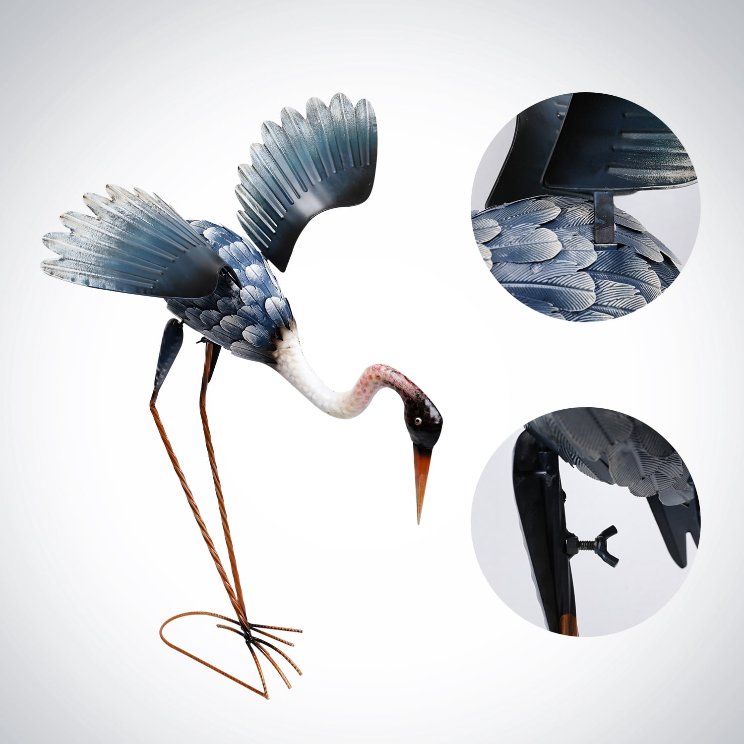 Crane Sculptures & Statues Decor,Coastal Metal Cranes Decoy for Outdoor Outside Yard Art Patio Pond Pool Lawn Decorations,Housewarming Gift