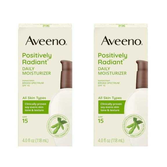 2 Pack - Aveeno Positively Radiant Daily Moisturizer, SPF 15 4oz Each