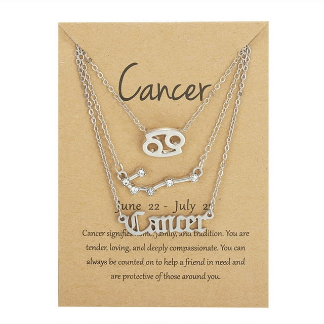 Twelve Constellations Gold Clavicle Necklace Set with Paper Card for Women Friendship Pendant