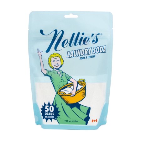 Nellie s Laundry Soda - Concentrated Laundry Detergent Powder - 50 Load Pouch - Gentle on Skin and Environment - Fragrance-Free