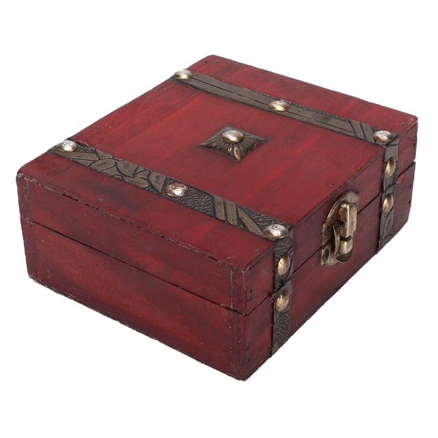 Baúl de almacenamiento Retro de madera, cofre de almacenamiento rojo con cerradura de Metal para accesorios de joyería, colecciones de cosméticos, regalo