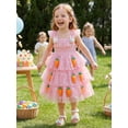 thumbnail image 5 of Loicainy Toddler Kids Girls Easter Tutu Dress 12 18 24 Months 2T 3T 4T 5T 6T Adorable Flying Sleeve Square Neck 3D Carrot Bunny Decorated Tulle Princess Dresses, 5 of 9