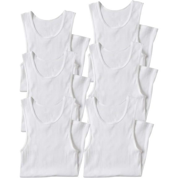 Men's Pack 100% Preshrunk Cotton Sleeveless Lightweight White Under Tanks 6-pack: White X-Large