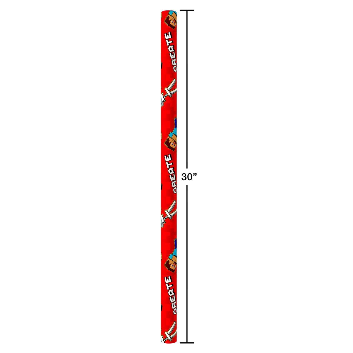 American Greetings 30 in. x 96 in. Red Birthday Minecraft Wrapping Paper (20 Sq. ft., 1-Roll)