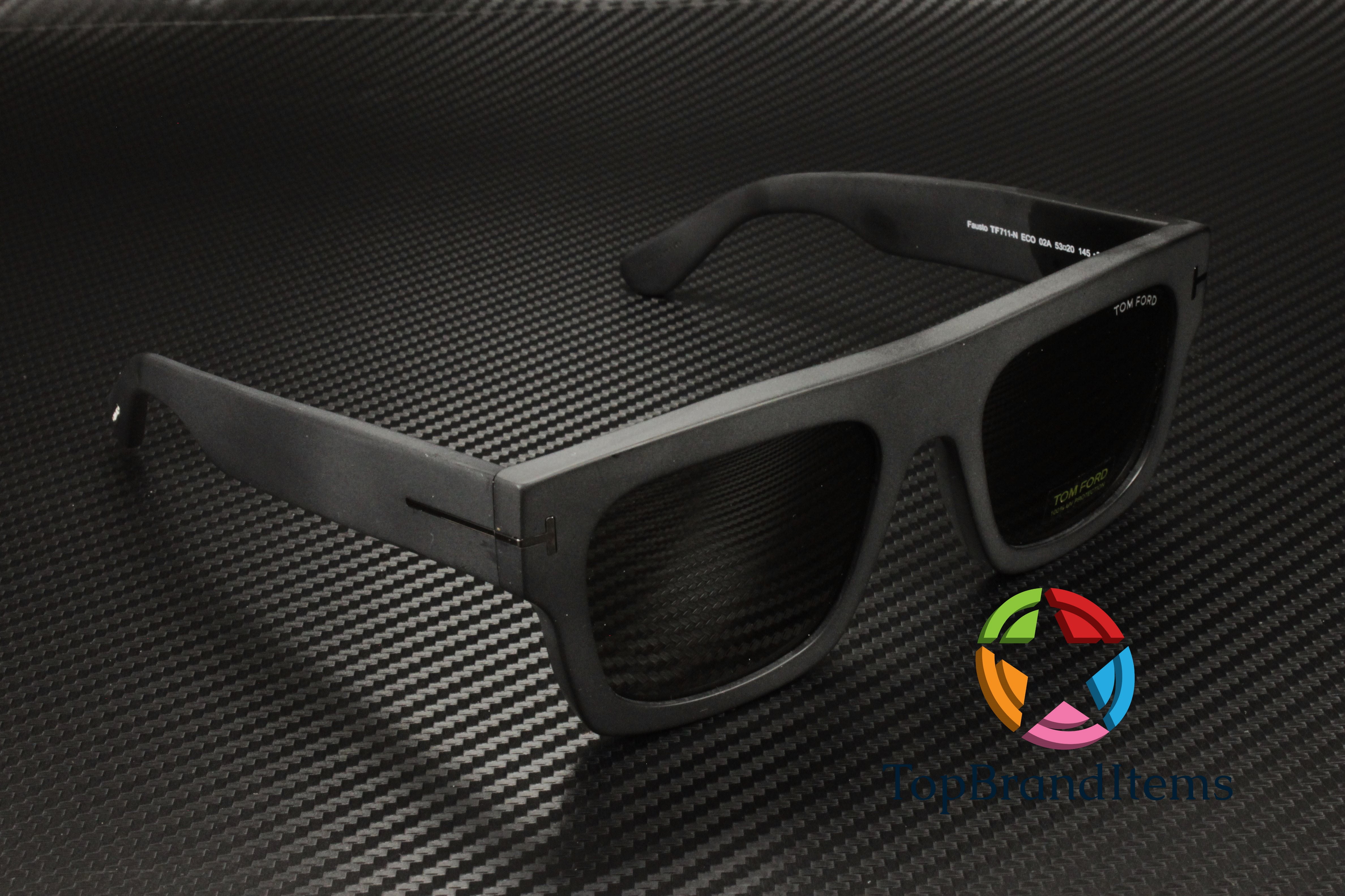 Tom Ford Fausto Men's Sunglasses, Shiny Black Acetate, Rectangular