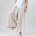 thumbnail image 4 of Pantalones casuales de algodón y lino para hombre Pantalones anchos de lino holgados para hombre, 4 of 5