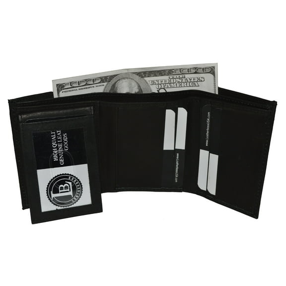 Genuine Leather Men Trifold Wallet with Removable Flap by Leatherboss