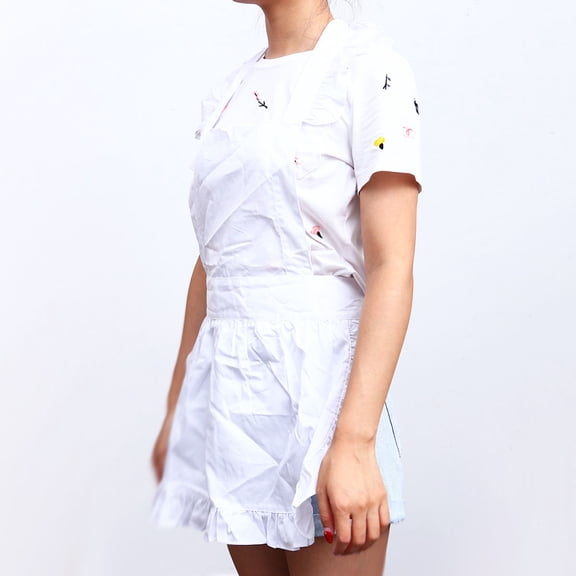 LOLIPPYY Vintage White Lace Apron for Women, Reusable Cotton Dress Apron Ideal for Cafes, Restaurants, and Bakeries