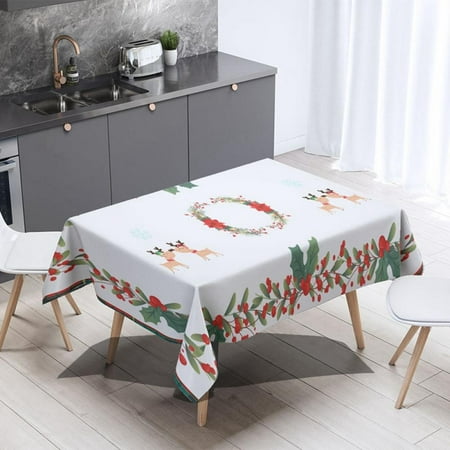 

Xmarks Christmas Tablecloth Christmas Reindeer Tablecloth Merry Christmas Table Cover for Christmas Dinner Winter Holiday Party Decoration and Supplies