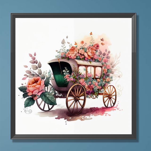 Cuadros Decorativos Kit de pintura de diamante de taladro redondo completo DIY 5D decoración del hogar del coche de flores (V4226) Wdftyju embutido en tela