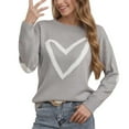 thumbnail image 2 of Stamzod Valentine's Day Fall Sweaters for Women Fashion Heart Printed Round Neck Cute Sweaters Casual Knit Sweater for Women Gray D S, 2 of 7