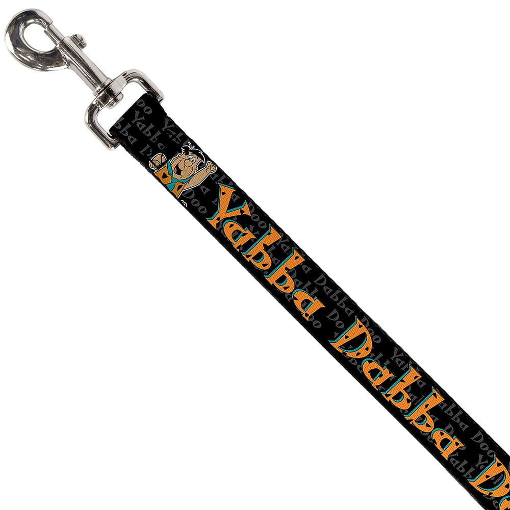 The Flintstones Pet Leash, Dog Leash, Fred Face Pose Yabba Dabba Doo Black Gray Orange, 4 Feet Long 1.0 Inch Wide