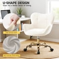 thumbnail image 3 of COOHUT Velvet Vanity Chair, Mackup Chair with Wheels, Comfy Swivel Modern Leisure Armchair for Girls Women, Small Office Chair Height Adjustable for Living Room, Bedroom, Offic, Beige, 3 of 7