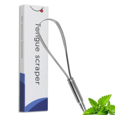 RAGUPEL 2Pcs Tongue Scraper,Metal Tongue Scraper,Double-Sided Tongue Brush,Bad Breath Treatment for Adults,Ergonomic Bullet Handle,Tongue Cleaner